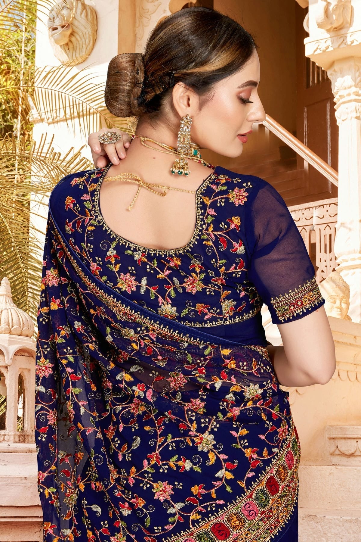 Navy Blue Colour Georgette Designer Saree LC1121306 A