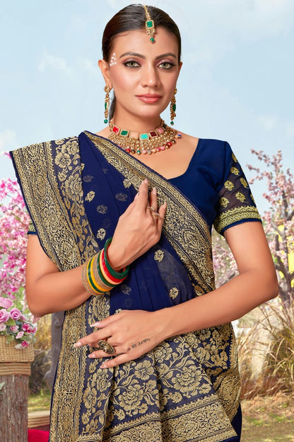 Navy Blue Colour Georgette Designer Saree LC1121491 A