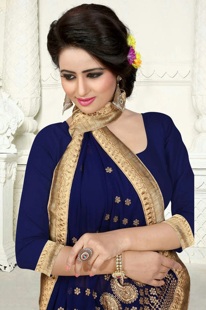 Navy Blue Colour Georgette Designer Saree LC1121544 A