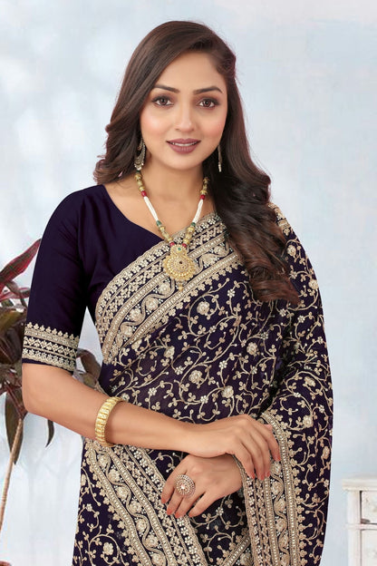 Navy Blue Colour Georgette Designer Saree LC1121715 A