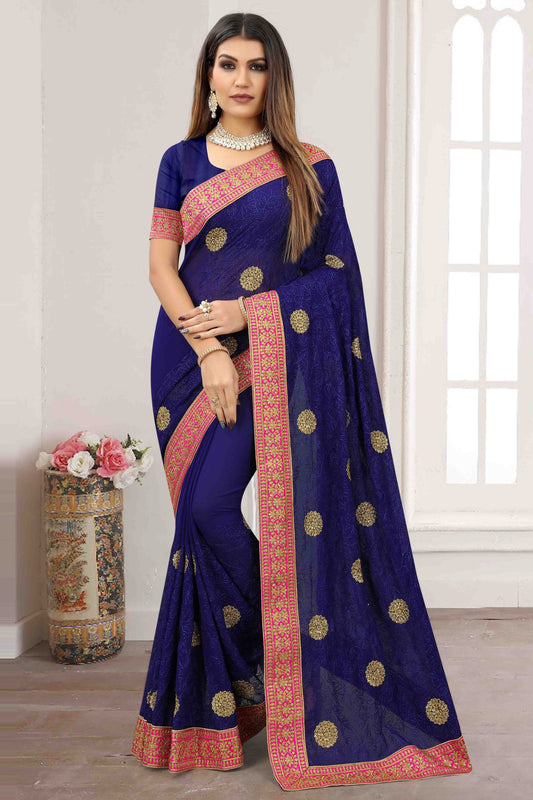 Navy Blue Colour Georgette Designer Saree SD1121196