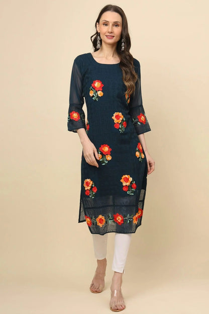 Navy Blue Colour Georgette Kurti KR1111202