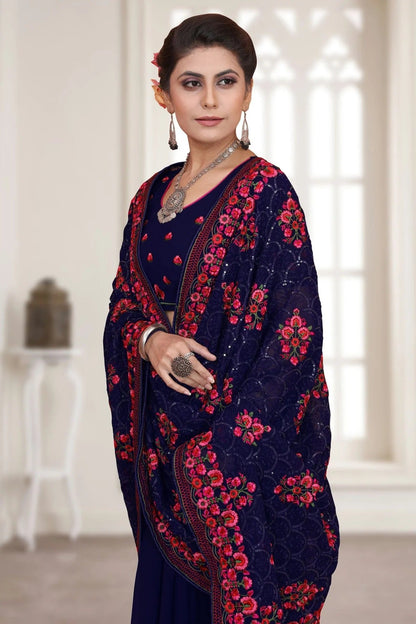 Navy Blue Colour Georgette Saree SD1090777 A_60ee6500 de61 446d 9a08 e596f18c6e39