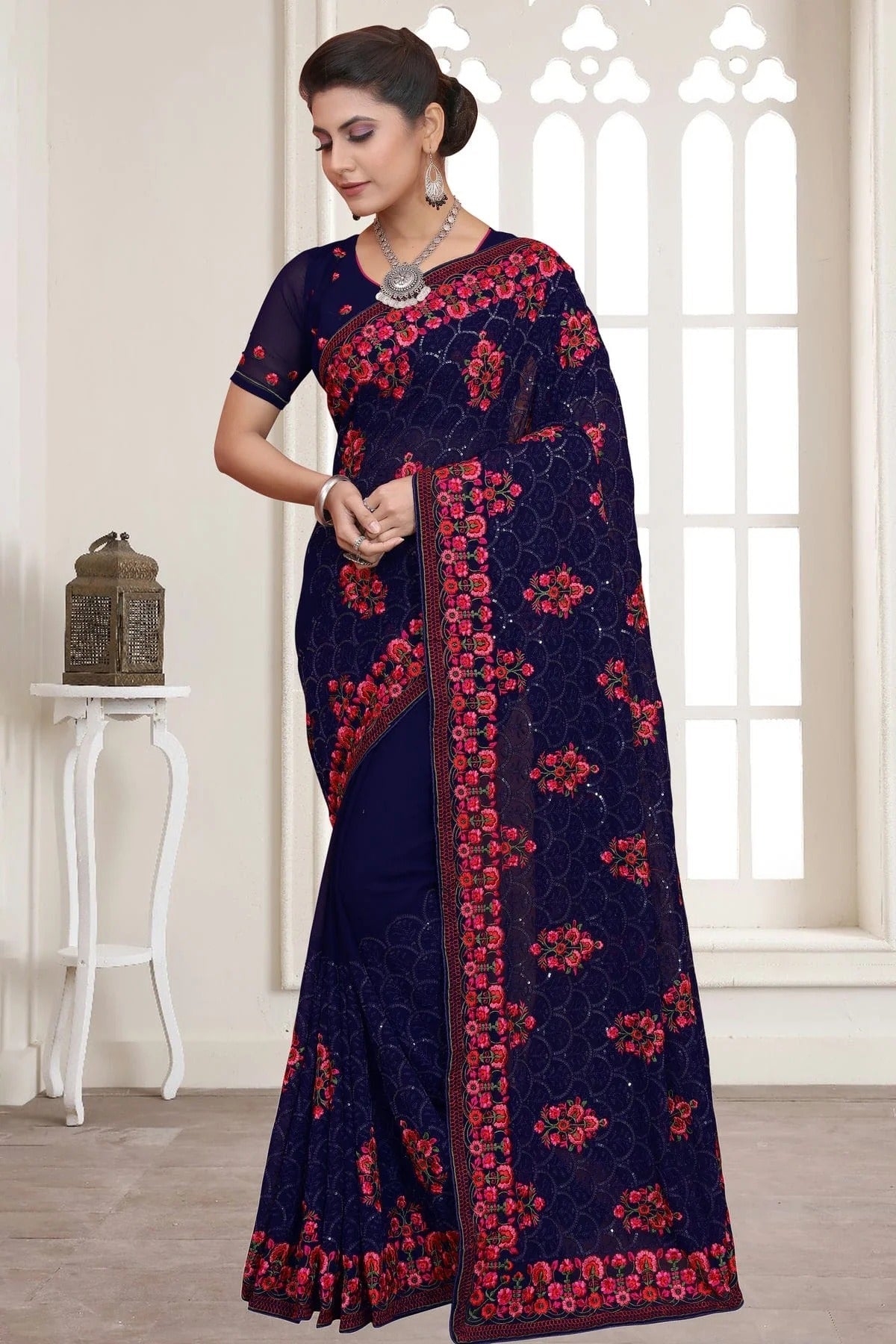 Navy Blue Colour Georgette Saree SD1090777_10d3ec39 00bd 43f1 aca8 0f021910091e