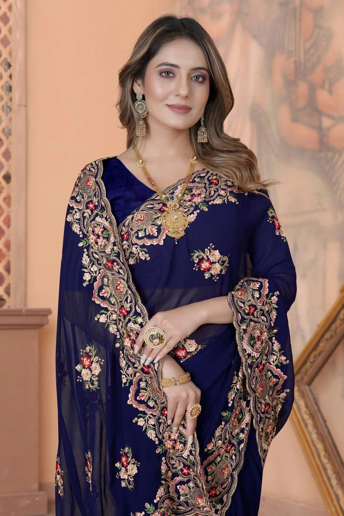 Navy Blue Colour Georgette Saree SD1090871 A_65c462c9 8d98 43c6 9fc6 3b3985565a5d