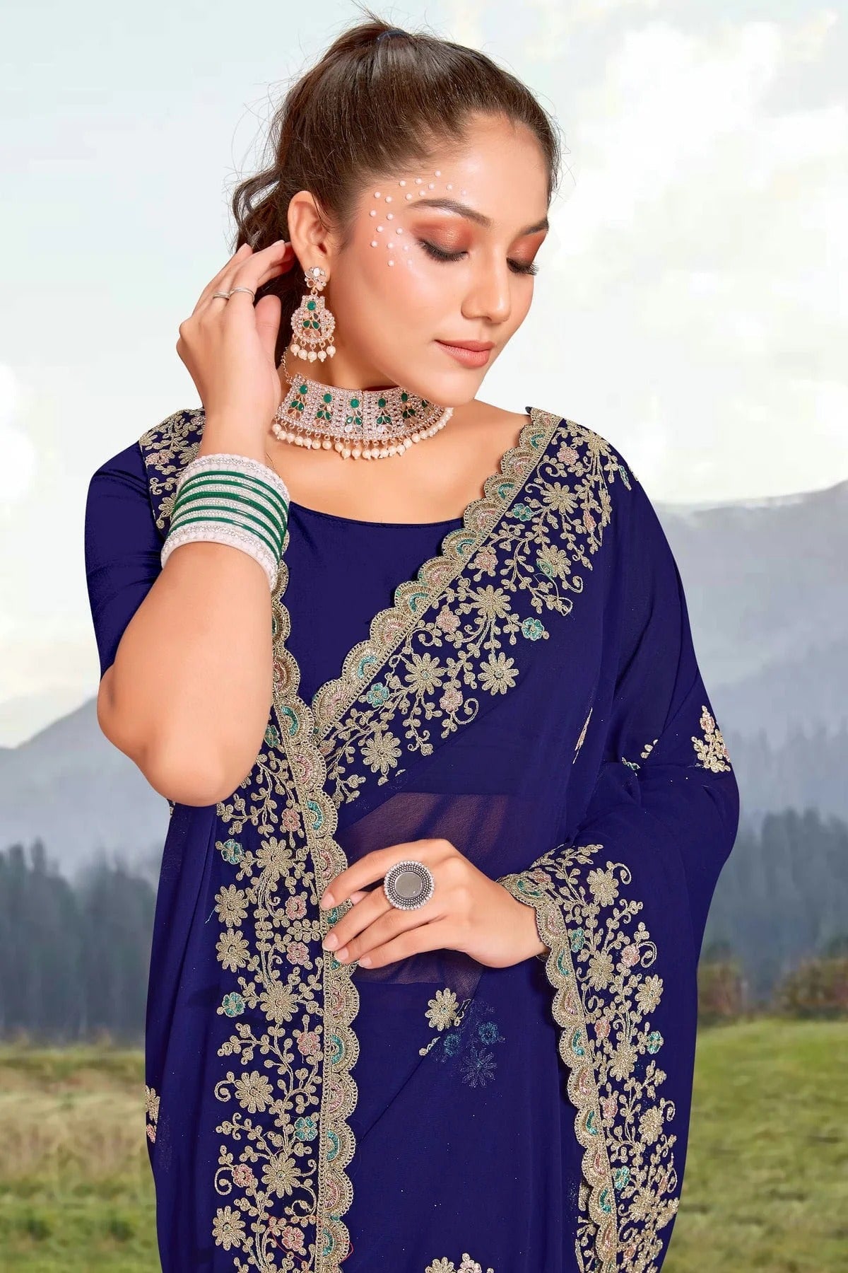 Navy Blue Colour Georgette Saree SD1090949 A_4e1d107e 6d80 42ef b506 d4942752b31a
