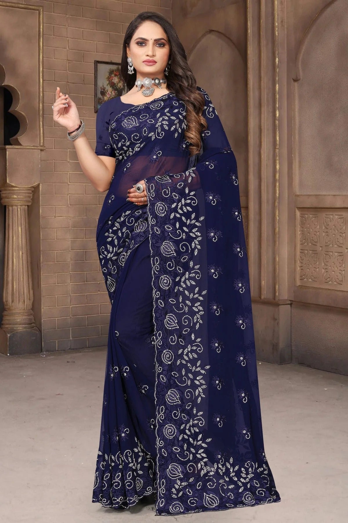 Navy Blue Colour Georgette Saree SD1090966_cc796a7e 643d 4a23 80ad fda3e3b9342c
