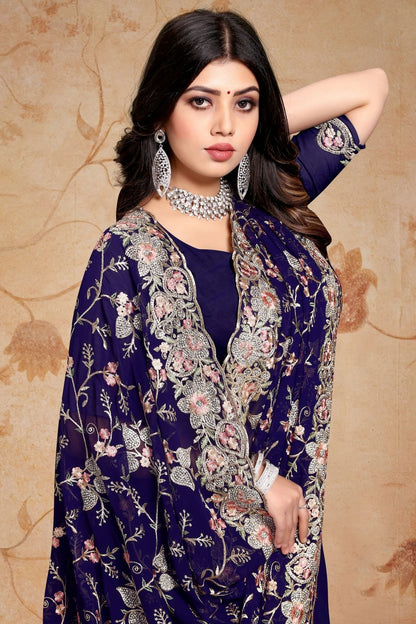 Navy Blue Colour Georgette Saree SD1091026 A_58b3ee2d 63d3 422a ab60 9a299be53255