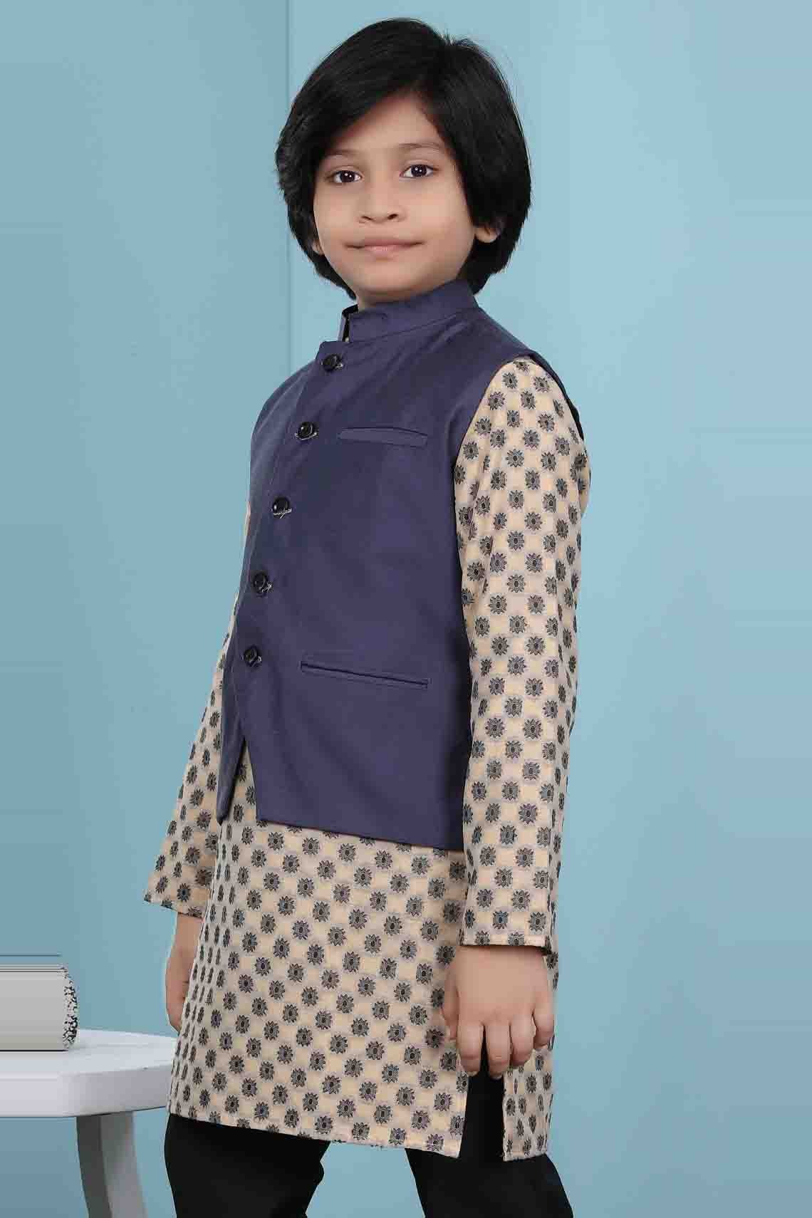 Navy Blue Colour Handloom Silk Jacket BW1070143 A