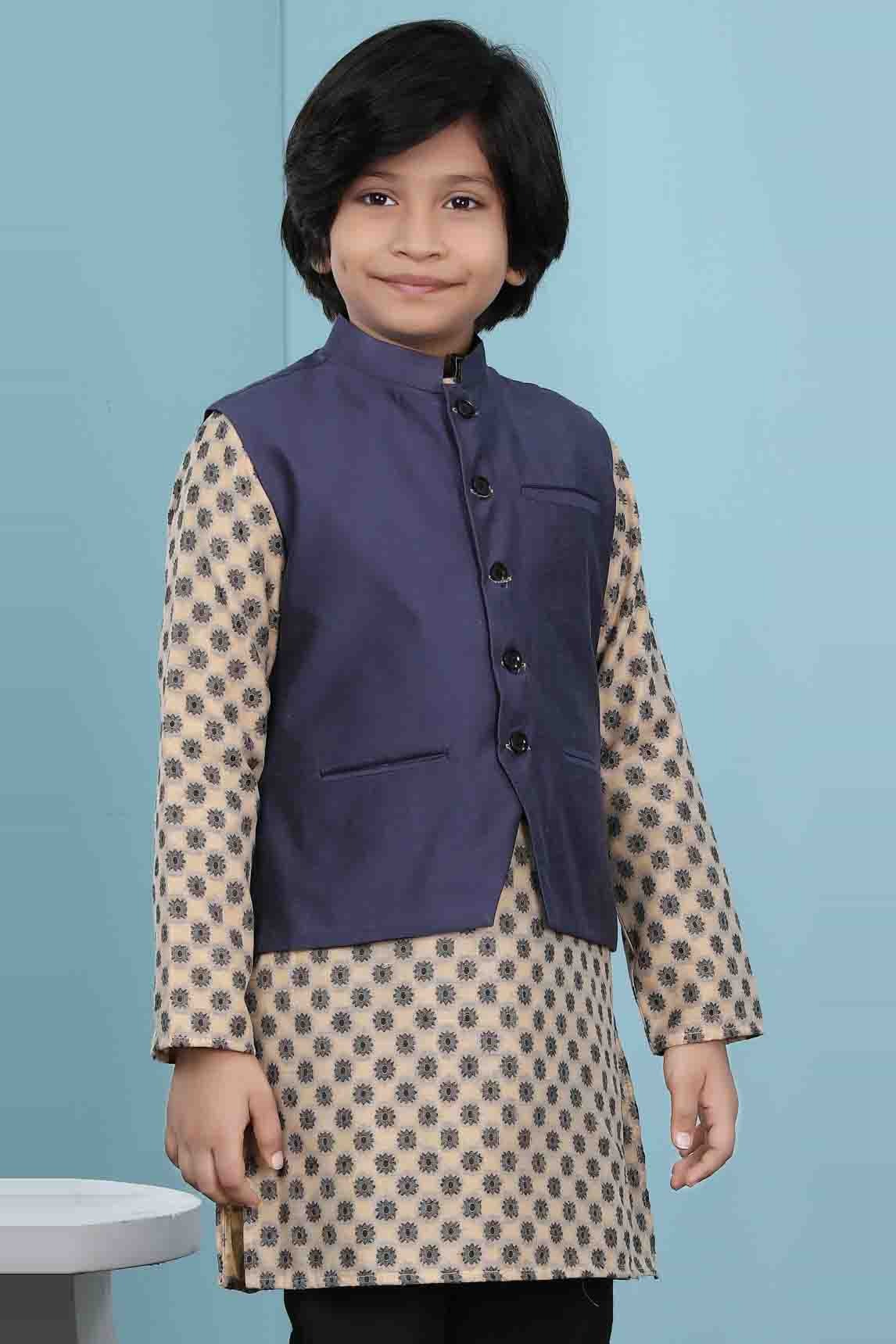 Navy Blue Colour Handloom Silk Jacket BW1070143 B