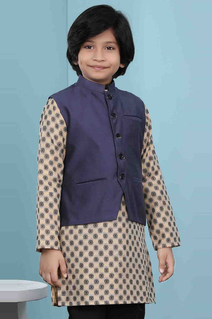 Navy Blue Colour Handloom Silk Jacket BW1070143 B