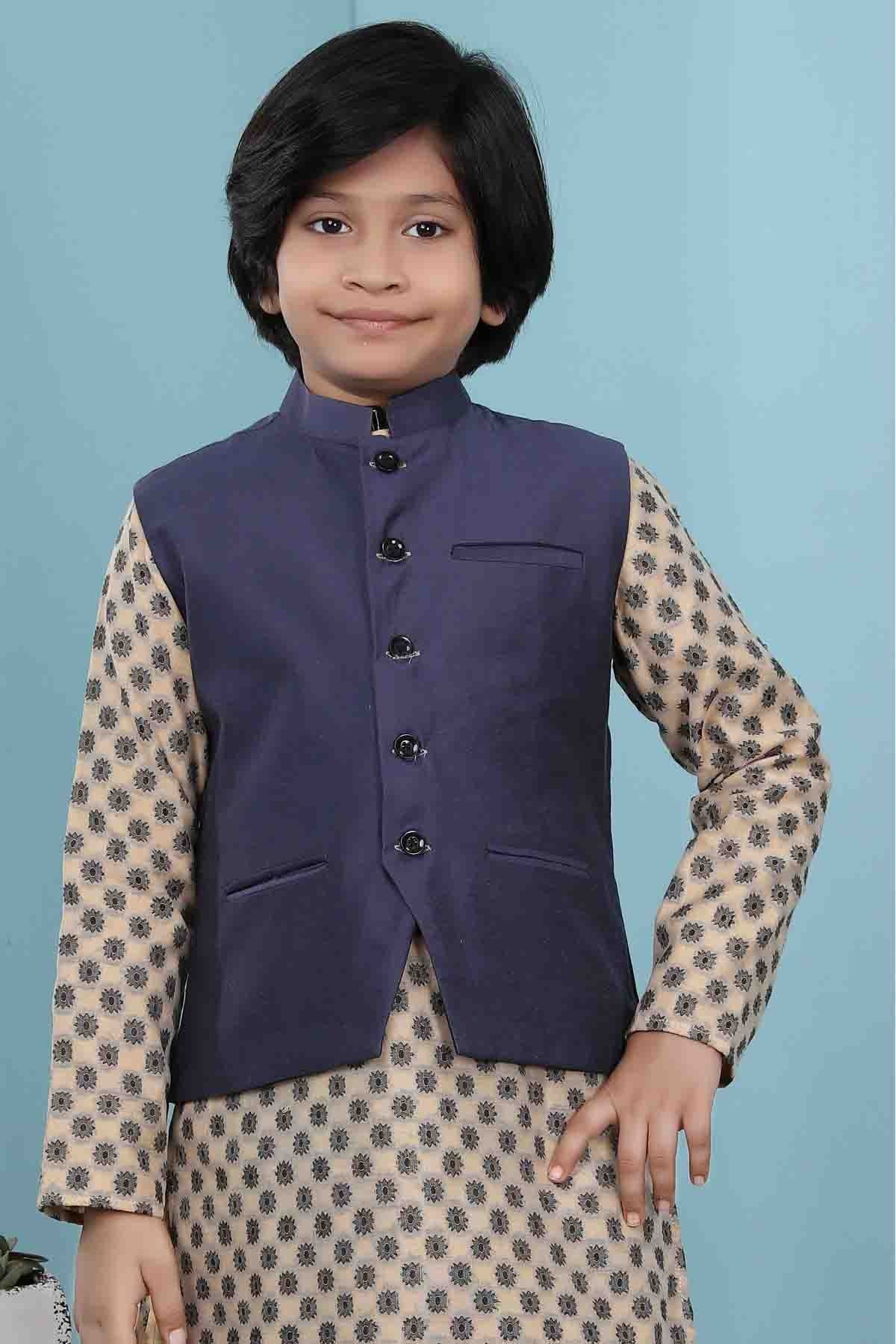 Navy Blue Colour Handloom Silk Jacket BW1070143