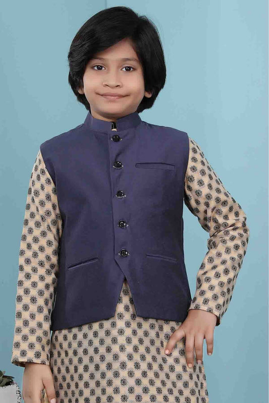 Navy Blue Colour Handloom Silk Jacket BW1070143