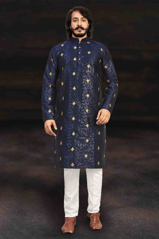 Navy Blue Colour Kurta Pajama In Art Silk KP1210007