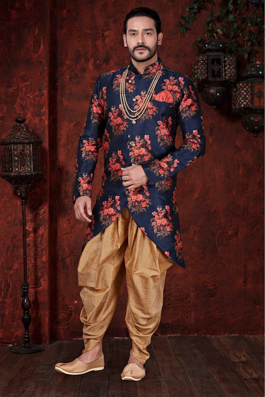 Navy Blue Colour Kurta Pajama In Silk Fabric KP1040030