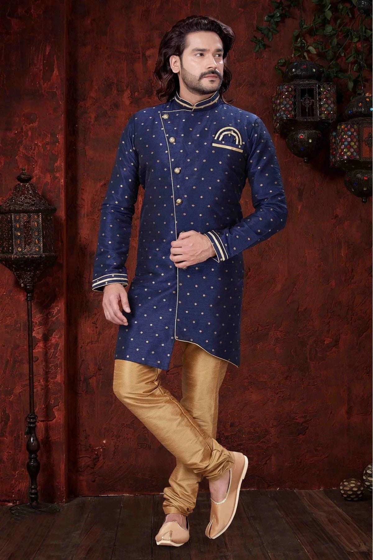 Navy Blue Colour Kurta Pajama In Silk Fabric KP1040040