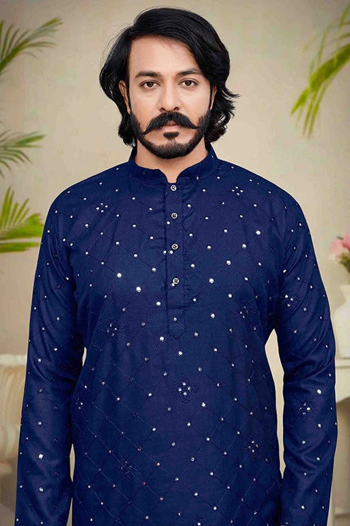 Navy Blue Colour Kurta Pajama In Silk KP1210229 A