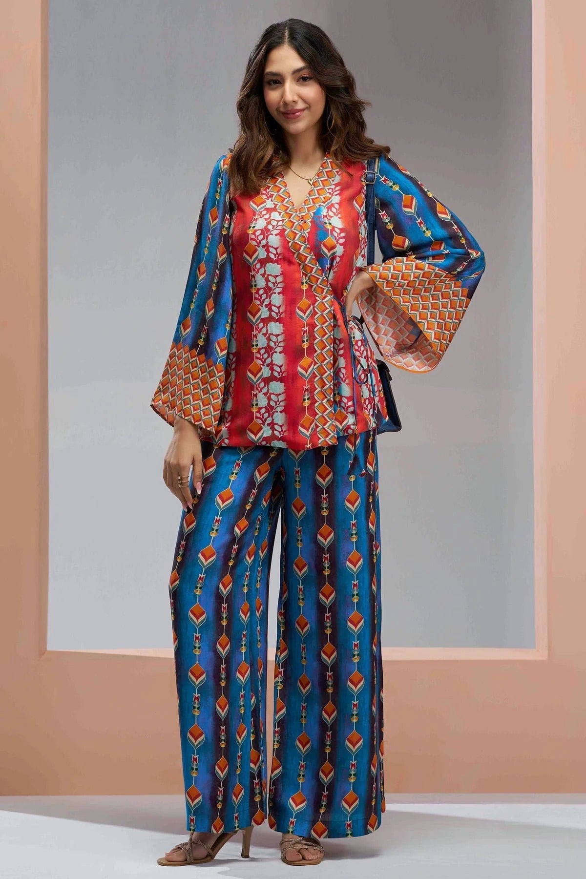 Navy Blue Colour Muslin Silk Co Ord Suit TP1080968