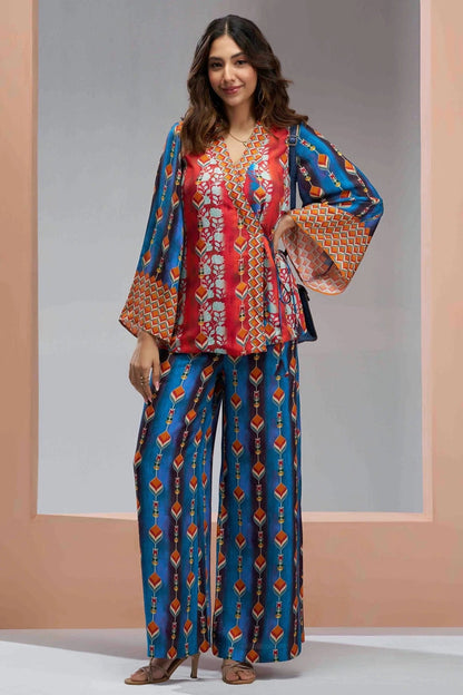 Navy Blue Colour Muslin Silk Co Ord Suit TP1080968