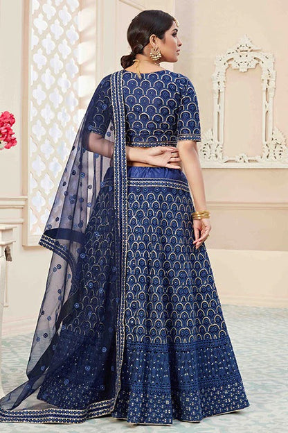 Navy Blue Colour Net Designer Lehenga Choli LC1240035 A