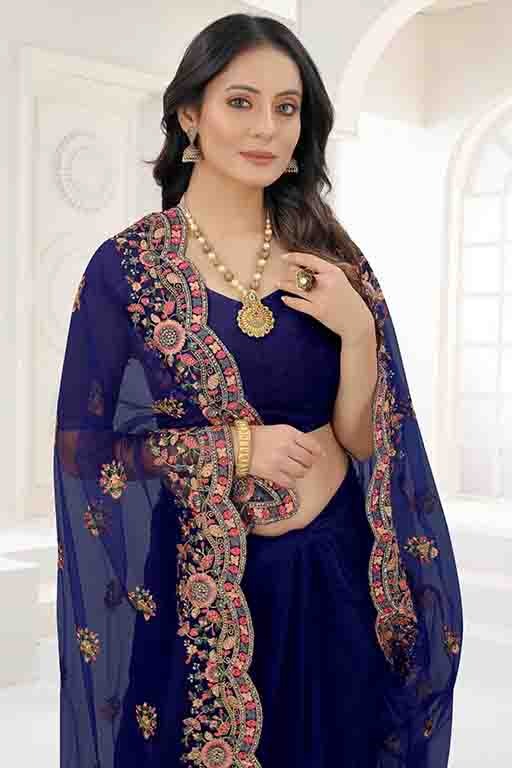 Navy Blue Colour Net Designer Saree SD1090541 A