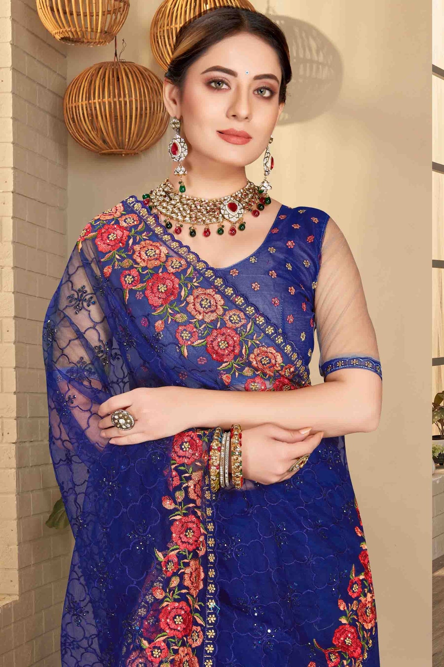 Navy Blue Colour Net Designer Saree SD1090589 A