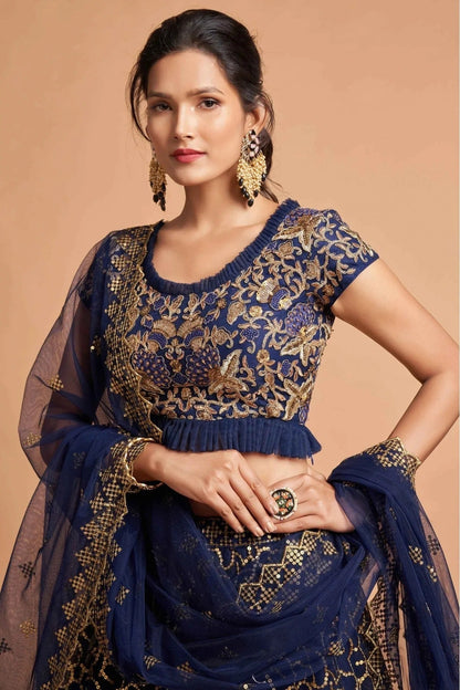 Navy Blue Colour Net Lehenga Choli LC1010119 B