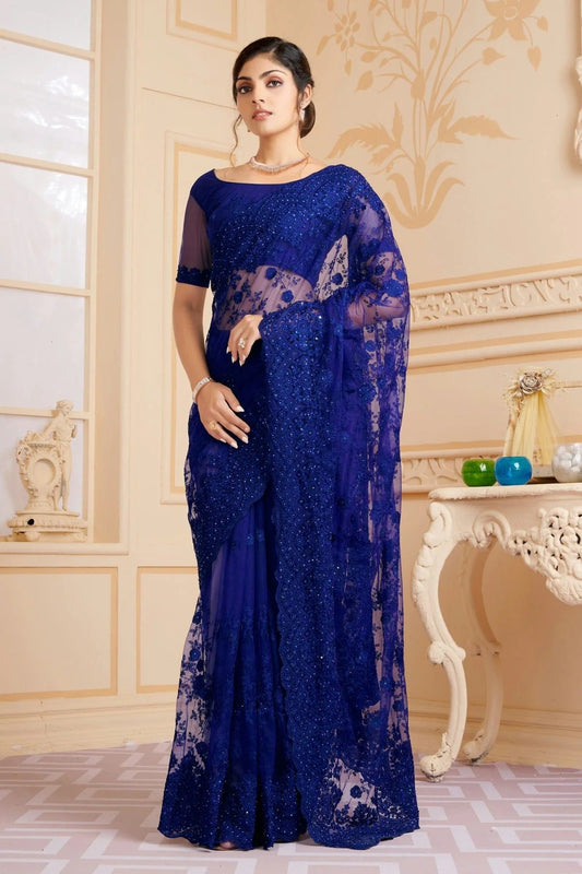 Navy Blue Colour Net Saree SD1090727_8f8ccb9b 10b1 4923 addc 97d353d97918
