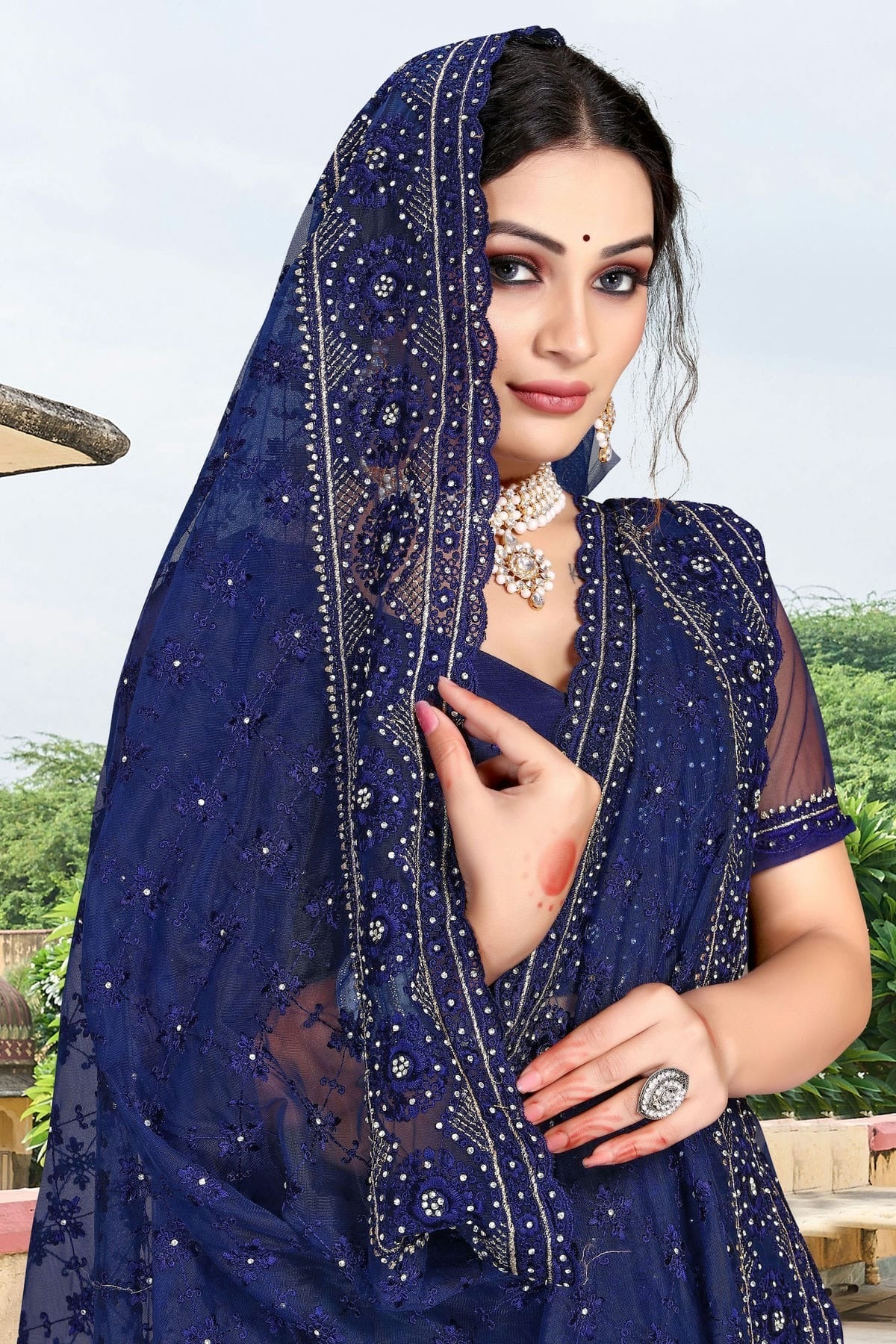 Navy Blue Colour Net Saree SD1090746 A_bd169a4c 8498 46ce a24c 8e539ad314d9