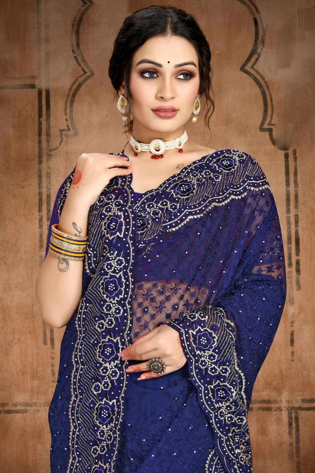Navy Blue Colour Net Saree SD1090753 A_11a64534 aab5 4721 8c30 d839f008eac1