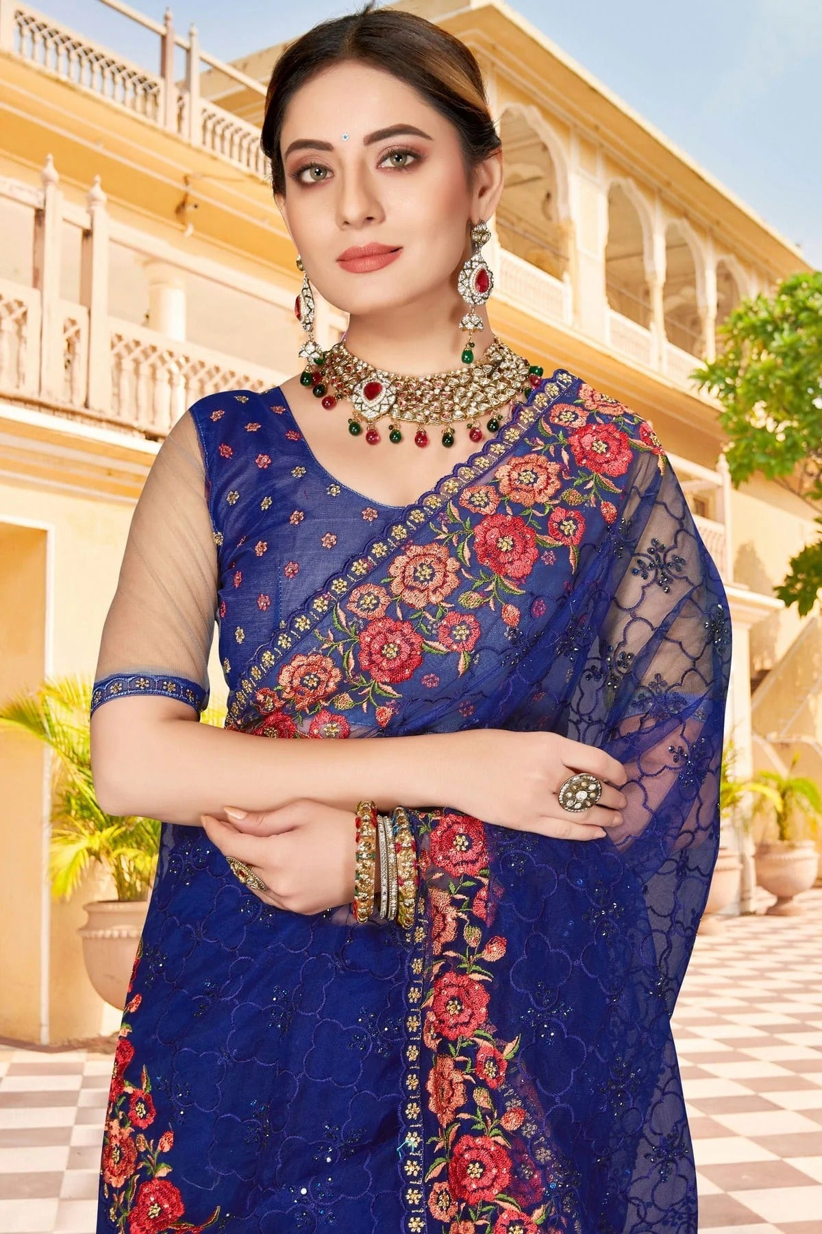 Navy Blue Colour Net Saree SD1090765 A_1e1a8abe 291f 4683 9030 daf0c4e4d4f0