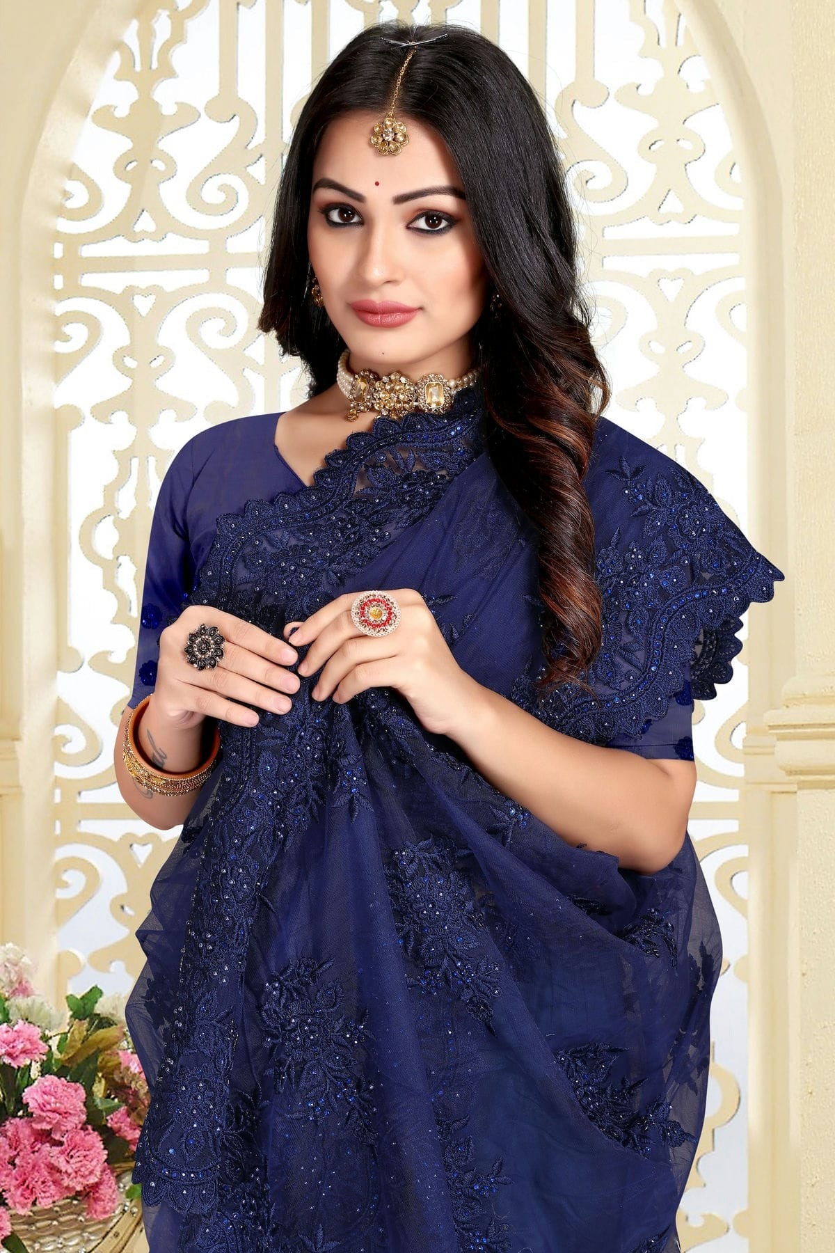 Navy Blue Colour Net Saree SD1090815 A_3d0aa83e 2bd3 454d 988c 3baac63db08d