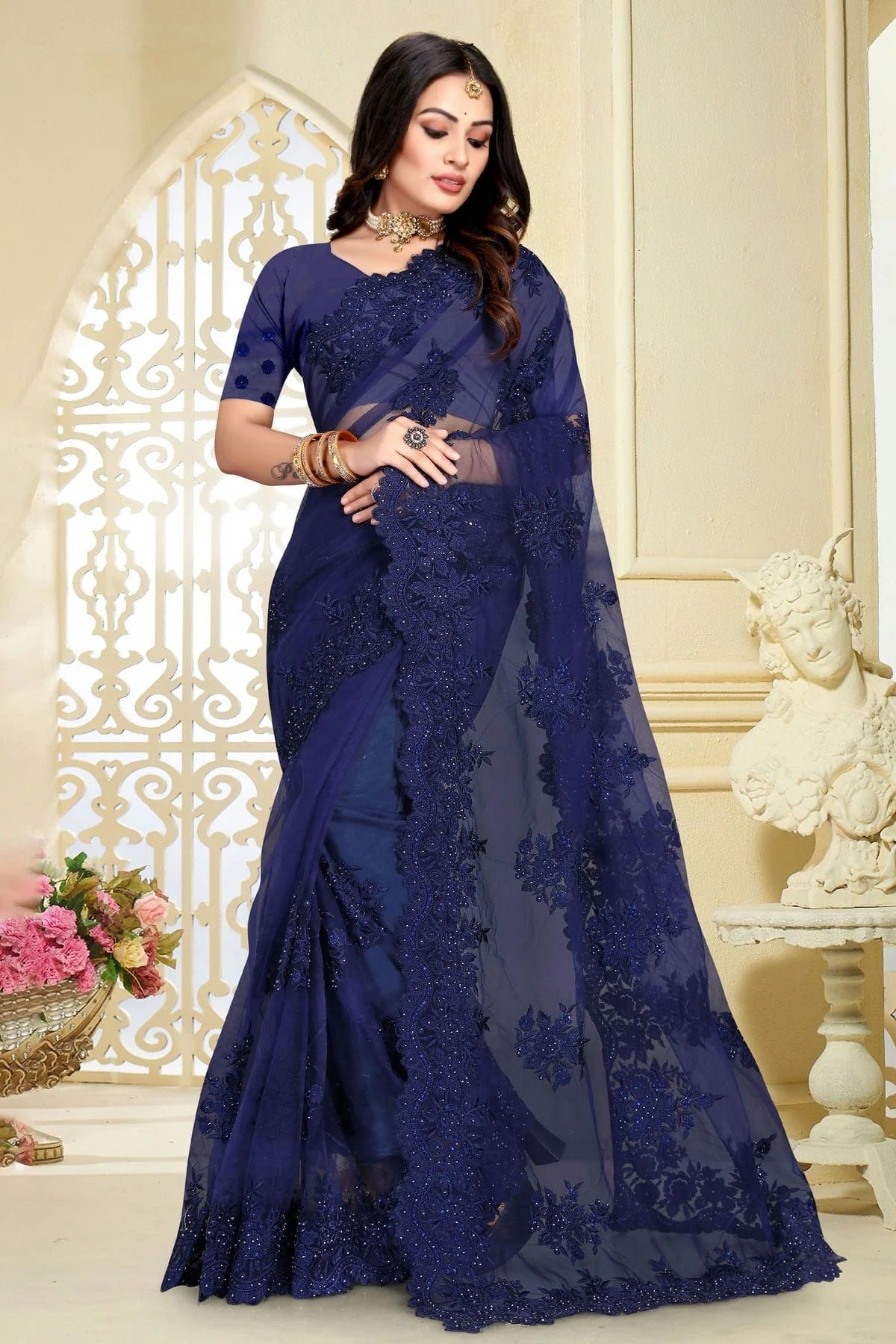 Navy Blue Colour Net Saree SD1090815_a65fa767 47f6 4342 a04c 7405aa99a6cd