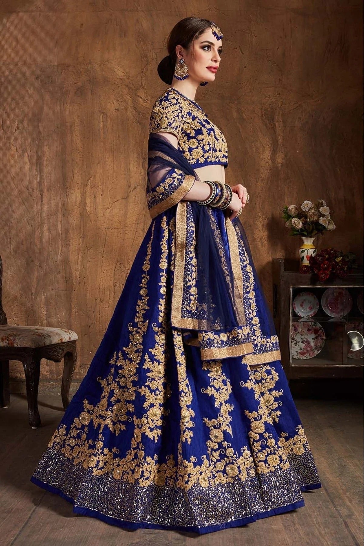 Navy Blue Colour Raw Silk Lehenga Choli LC1010070 A