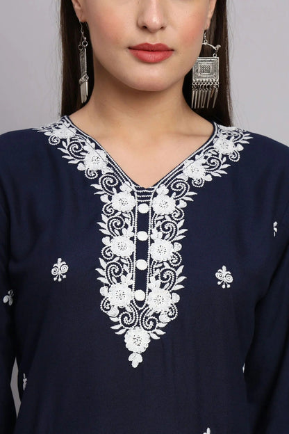 Navy Blue Colour Rayon Kurti KR1111079 A