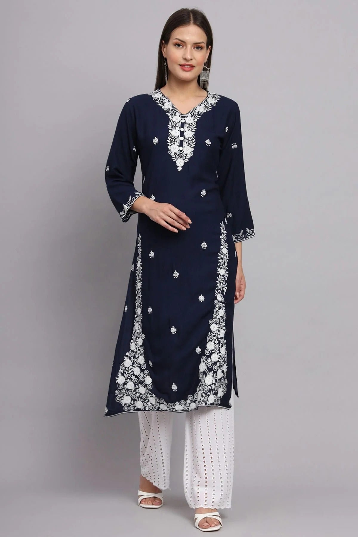 Navy Blue Colour Rayon Kurti KR1111079