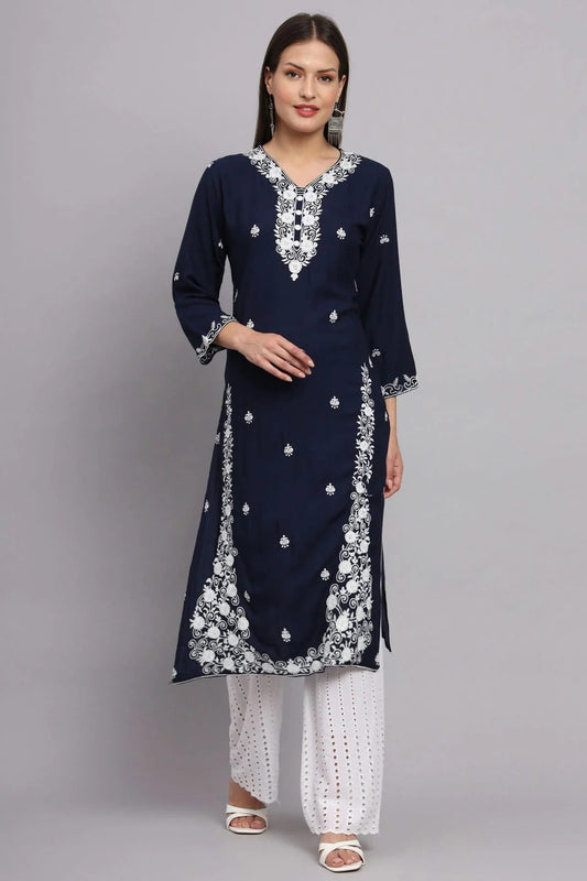 Navy Blue Colour Rayon Kurti KR1111079