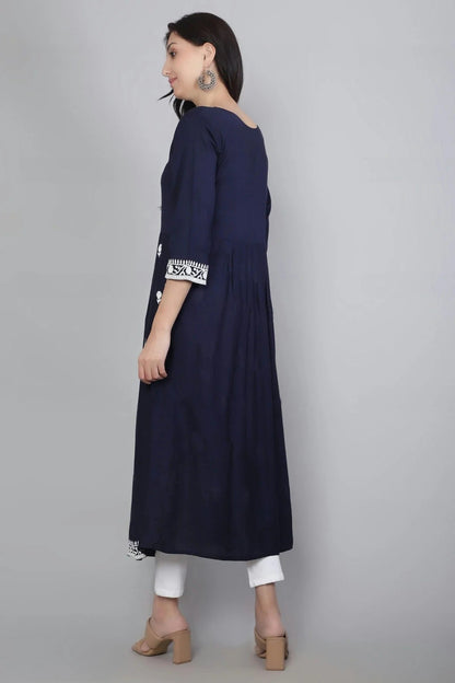 Navy Blue Colour Rayon Kurti KR1111135 A