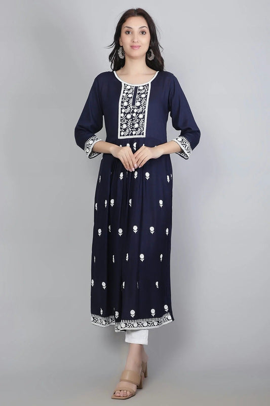 Navy Blue Colour Rayon Kurti KR1111135