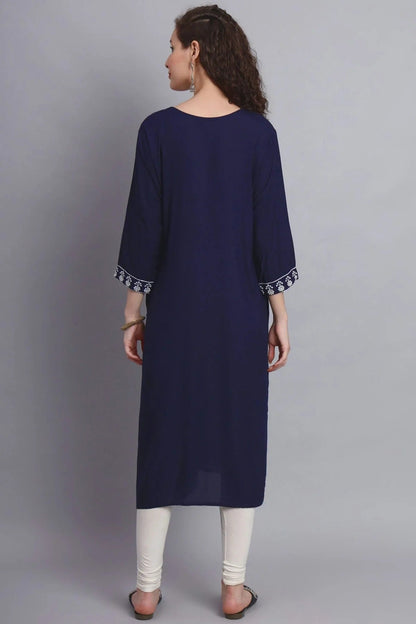 Navy Blue Colour Rayon Kurti KR1111140 A