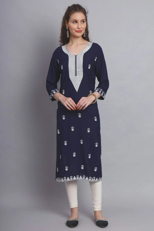 Navy Blue Colour Rayon Kurti KR1111140