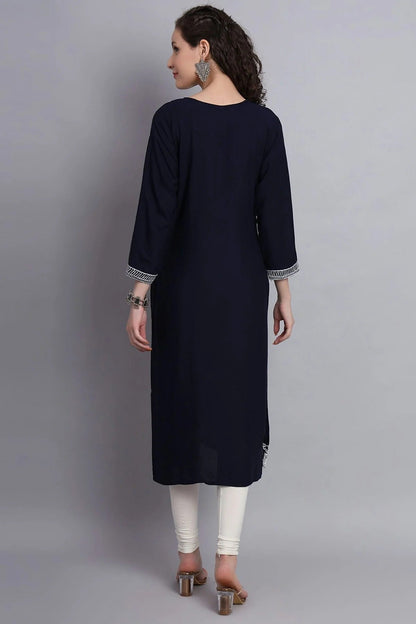 Navy Blue Colour Rayon Kurti KR1111155 A
