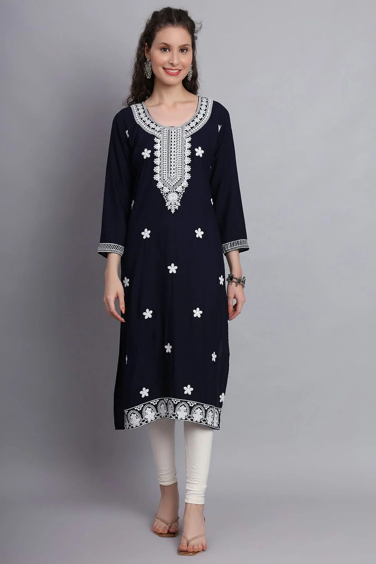 Navy Blue Colour Rayon Kurti KR1111155