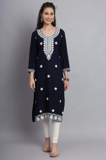 Navy Blue Colour Rayon Kurti KR1111155