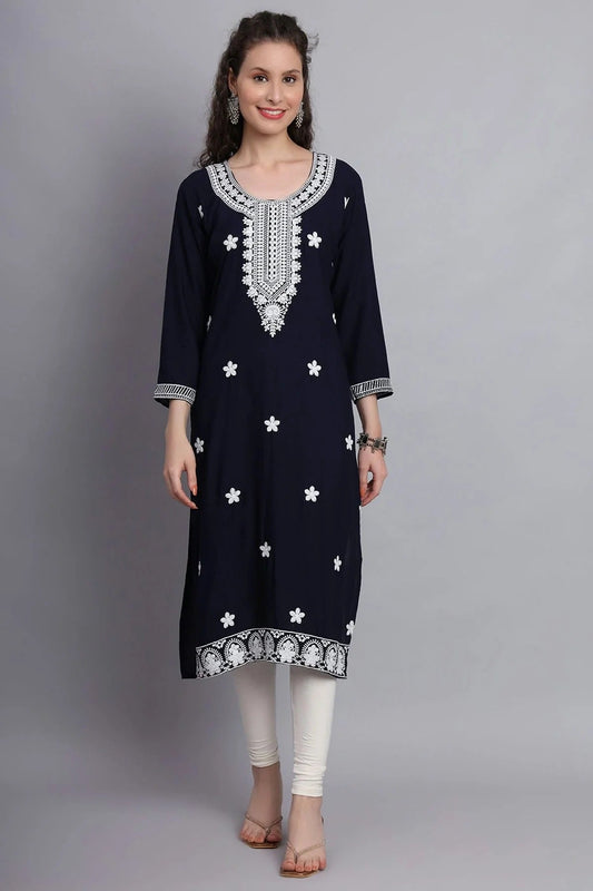 Navy Blue Colour Rayon Kurti KR1111155