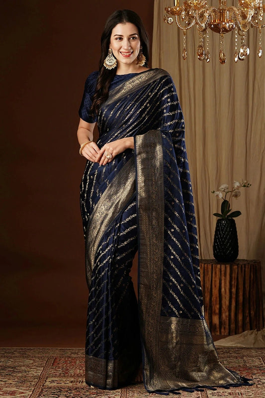 Navy Blue Colour Satin Silk Traditional Saree SD1112143