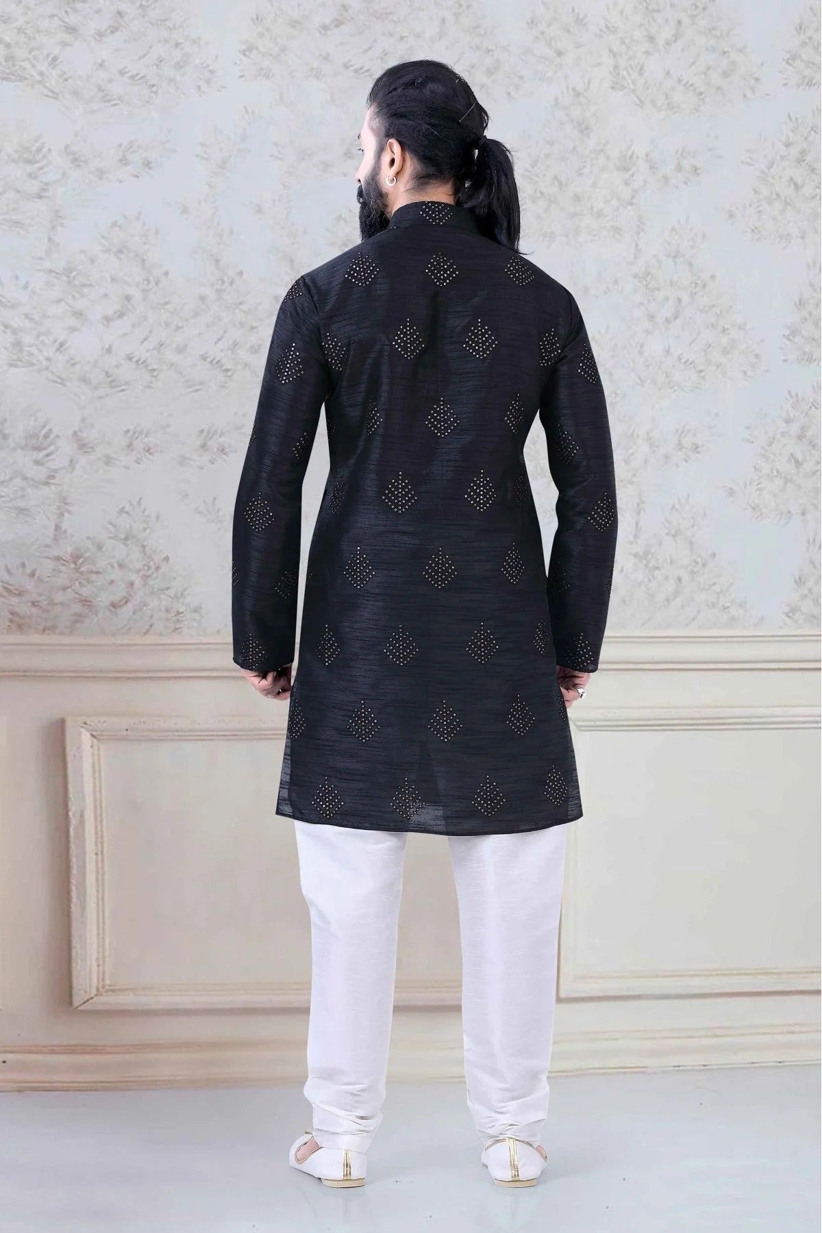 Navy Blue Colour Silk Festival Wear Kurta Pajama KP1130043 A