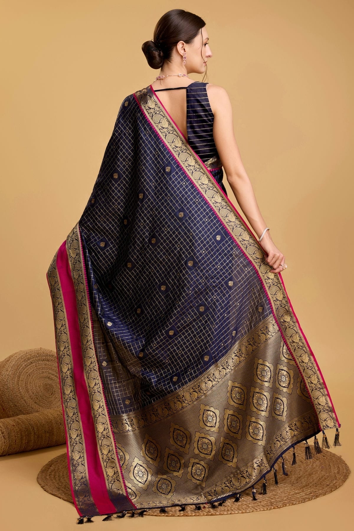 Navy Blue Colour Silk Saree SD1110048 A