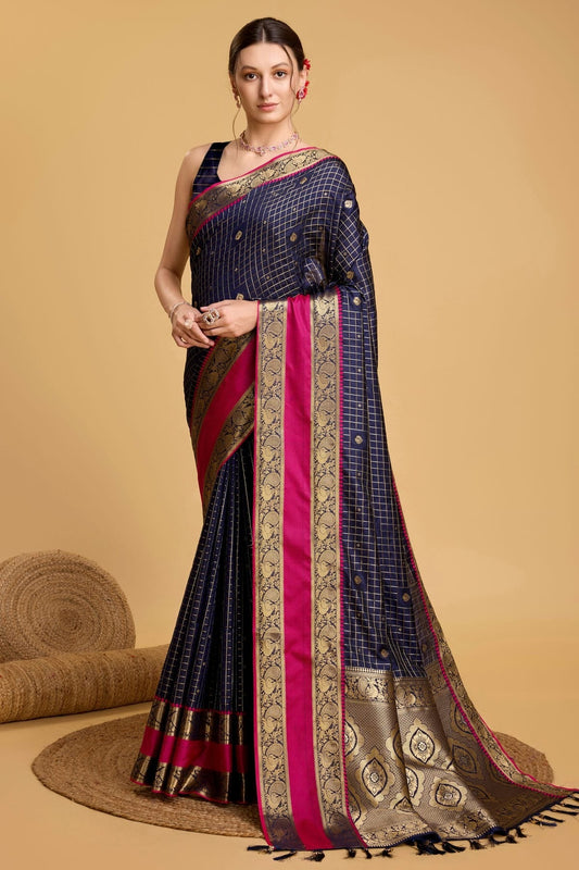 Navy Blue Colour Silk Saree SD1110048