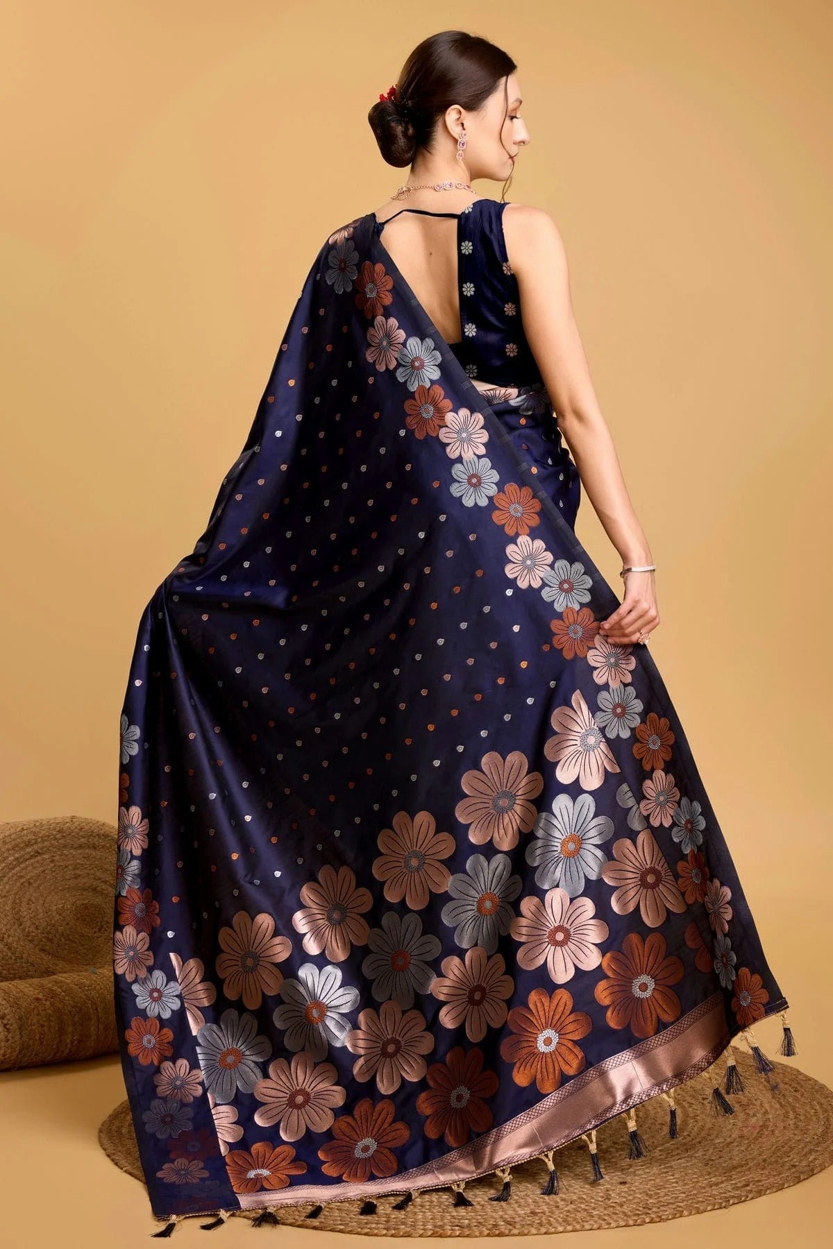 Navy Blue Colour Silk Saree SD1110075 A